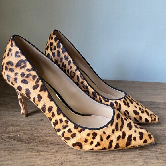 EUC JESSICA SIMPSON CARPENA REAL COW HAIR FUR UPPER ANIMAL PRINT STILETTOS 9.5 - Picture 2 of 16